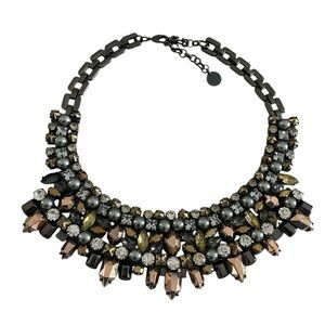 Stella & Dot Kahlo Bib Mixed Metal Statement Necklace in Hematite